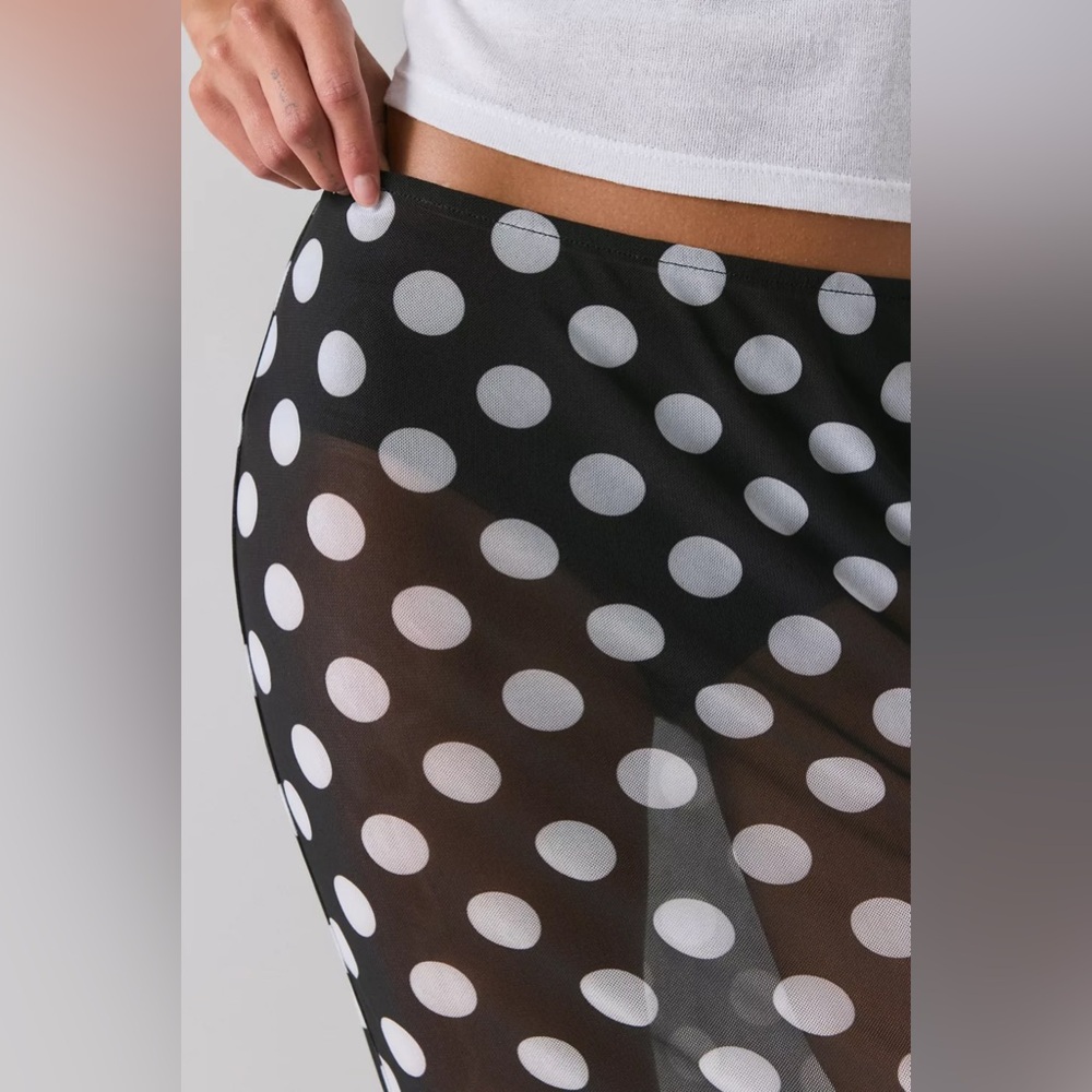 UO Dottie Sheer Mesh Polka Dot Midi Skirt - Picture 2 of 9